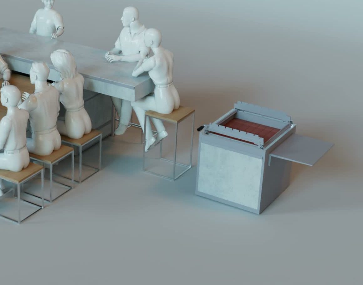 Eleven guests seated at the fold-out table and the bar counter